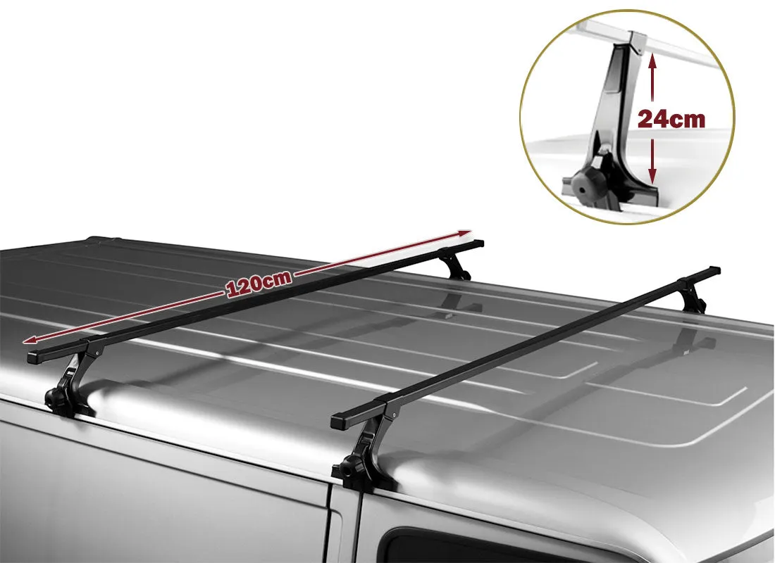 120cm Universal Rain Gutter Car Roof Racks | Black Adjustable Brackets | Large