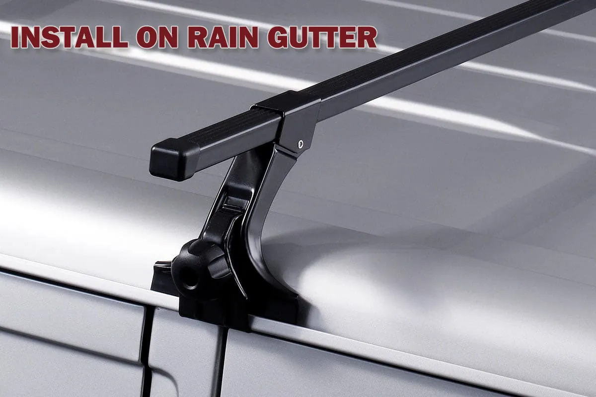 120cm Universal Rain Gutter Car Roof Racks | Black Adjustable Brackets | Large