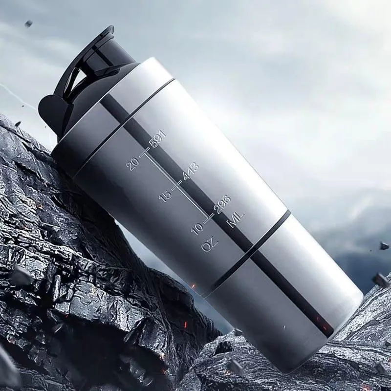 2-Compartment Stainless Steel Shaker Bottle