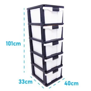 5 Black & White Drawer - 101cm x 33cm x 40cm