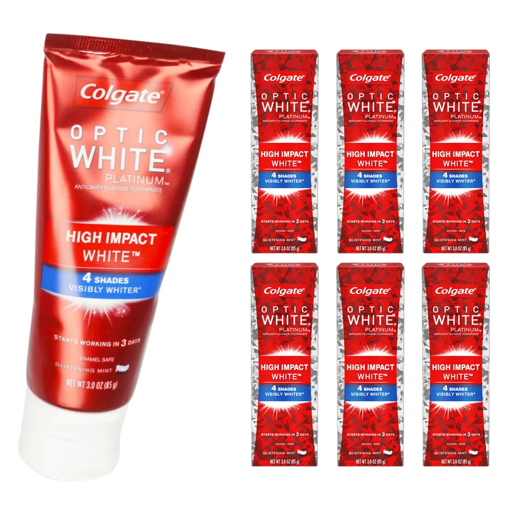 6 Packs Colgate Toothpaste High Impact Optic White Visibly Whiter Whitening 3 oz