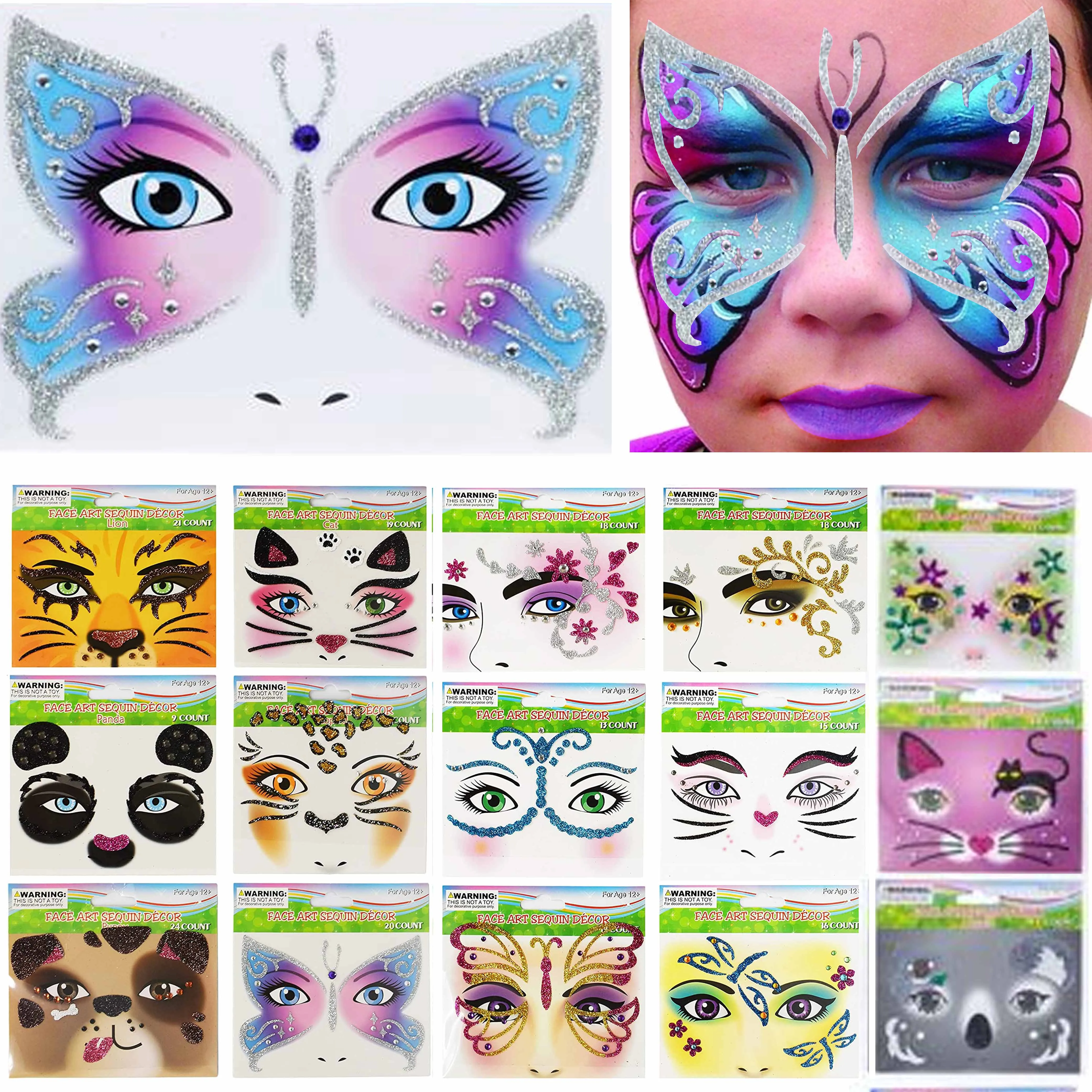 60 Sticker Jewels Face Paint Eye Gems Crystal Costume Glitter Temporary Tattoo