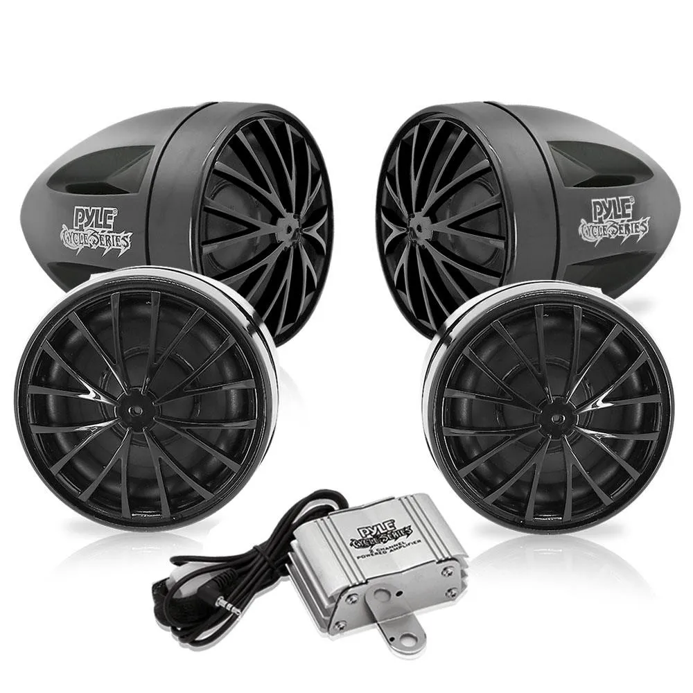 800 Watt Weatherproof Motorcycle/Atv/Snowmobile Amplifier System W/Dual Handle-Bar Mount, Speakers & Ipod/Mp3 Input