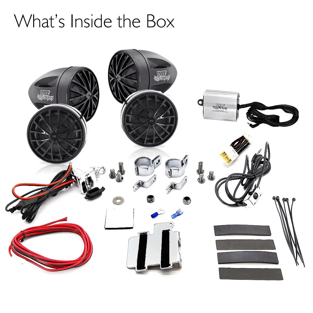 800 Watt Weatherproof Motorcycle/Atv/Snowmobile Amplifier System W/Dual Handle-Bar Mount, Speakers & Ipod/Mp3 Input