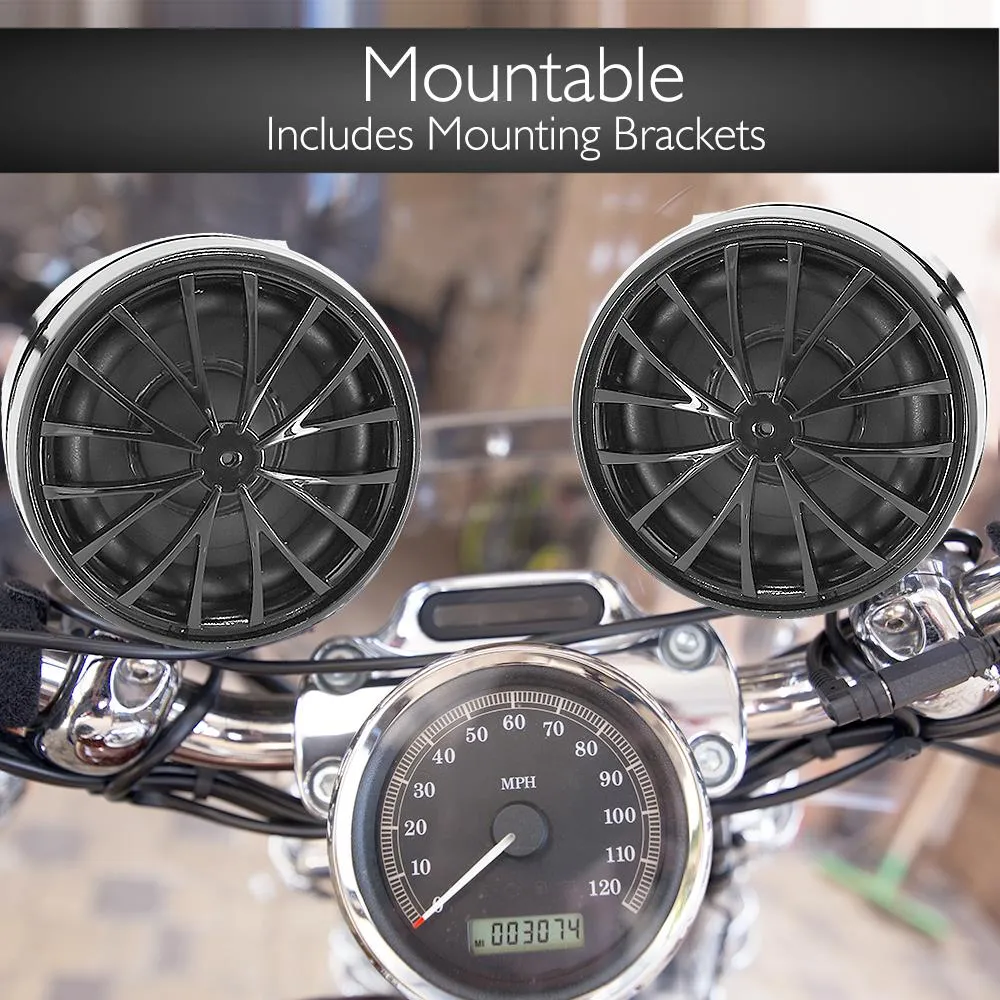 800 Watt Weatherproof Motorcycle/Atv/Snowmobile Amplifier System W/Dual Handle-Bar Mount, Speakers & Ipod/Mp3 Input