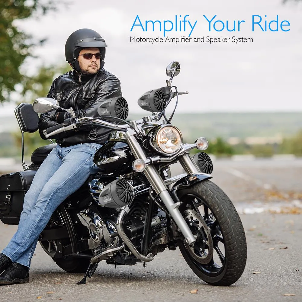 800 Watt Weatherproof Motorcycle/Atv/Snowmobile Amplifier System W/Dual Handle-Bar Mount, Speakers & Ipod/Mp3 Input