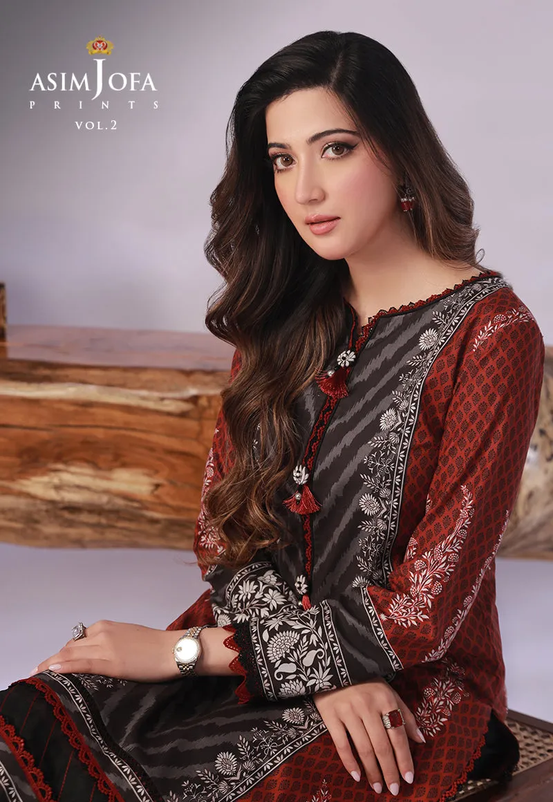 AJBP-58 DESIGNERS STITCHED PRINTED LAWN 2 PCS