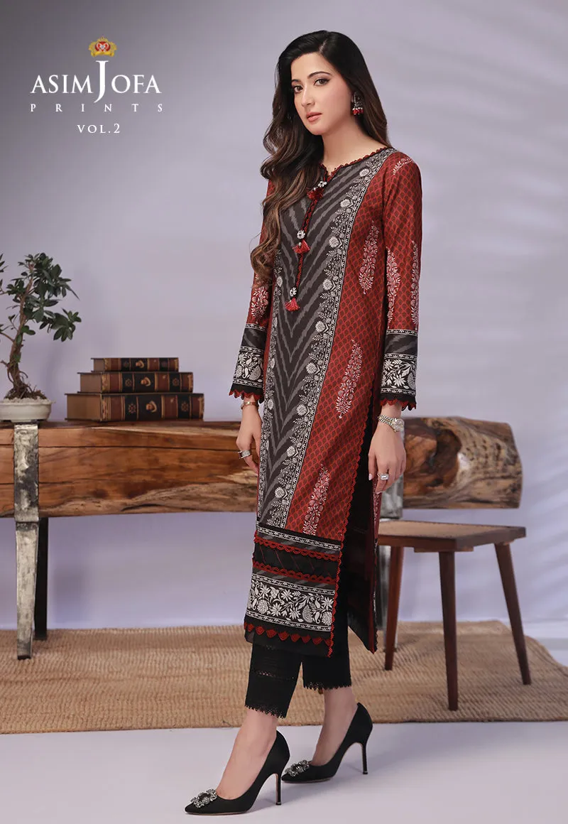 AJBP-58 DESIGNERS STITCHED PRINTED LAWN 2 PCS