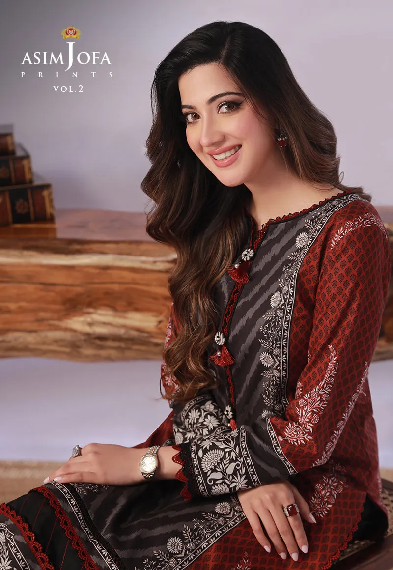 AJBP-58 DESIGNERS STITCHED PRINTED LAWN 2 PCS