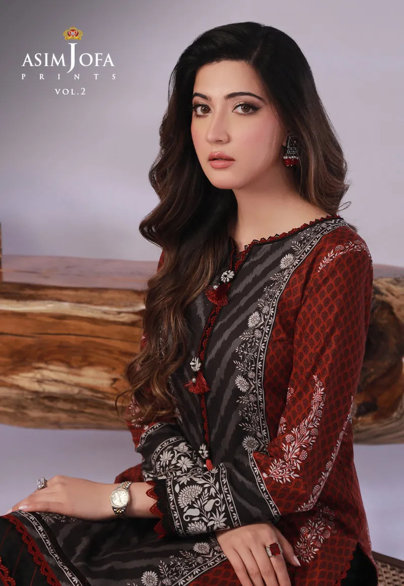 AJBP-58 DESIGNERS STITCHED PRINTED LAWN 2 PCS