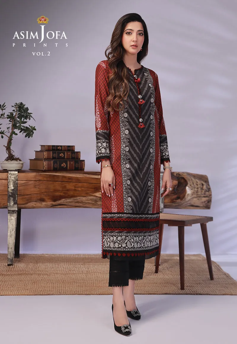 AJBP-58 DESIGNERS STITCHED PRINTED LAWN 2 PCS