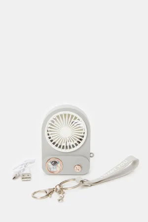 Blue Fan With Cartoon Key Ring