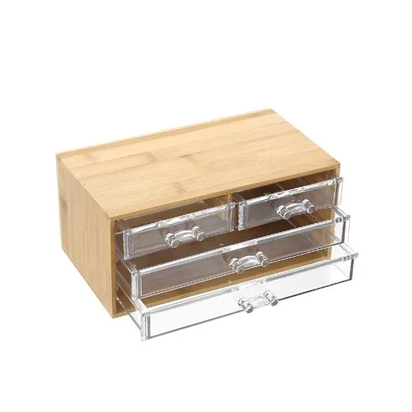 Boxsweden Bano Accessories 4 Drawer Bamboo Organiser - 24cm x 11cm