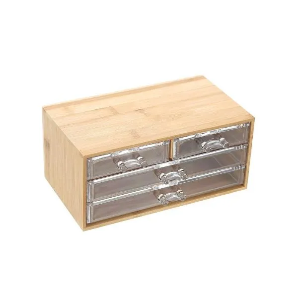 Boxsweden Bano Accessories 4 Drawer Bamboo Organiser - 24cm x 11cm