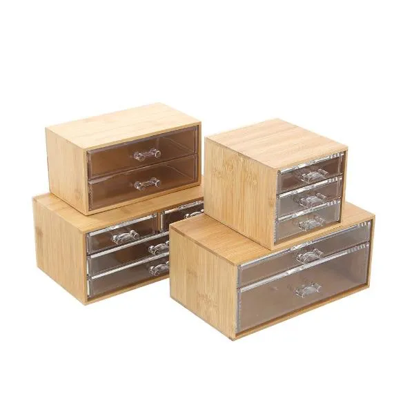 Boxsweden Bano Accessories 4 Drawer Bamboo Organiser - 24cm x 11cm