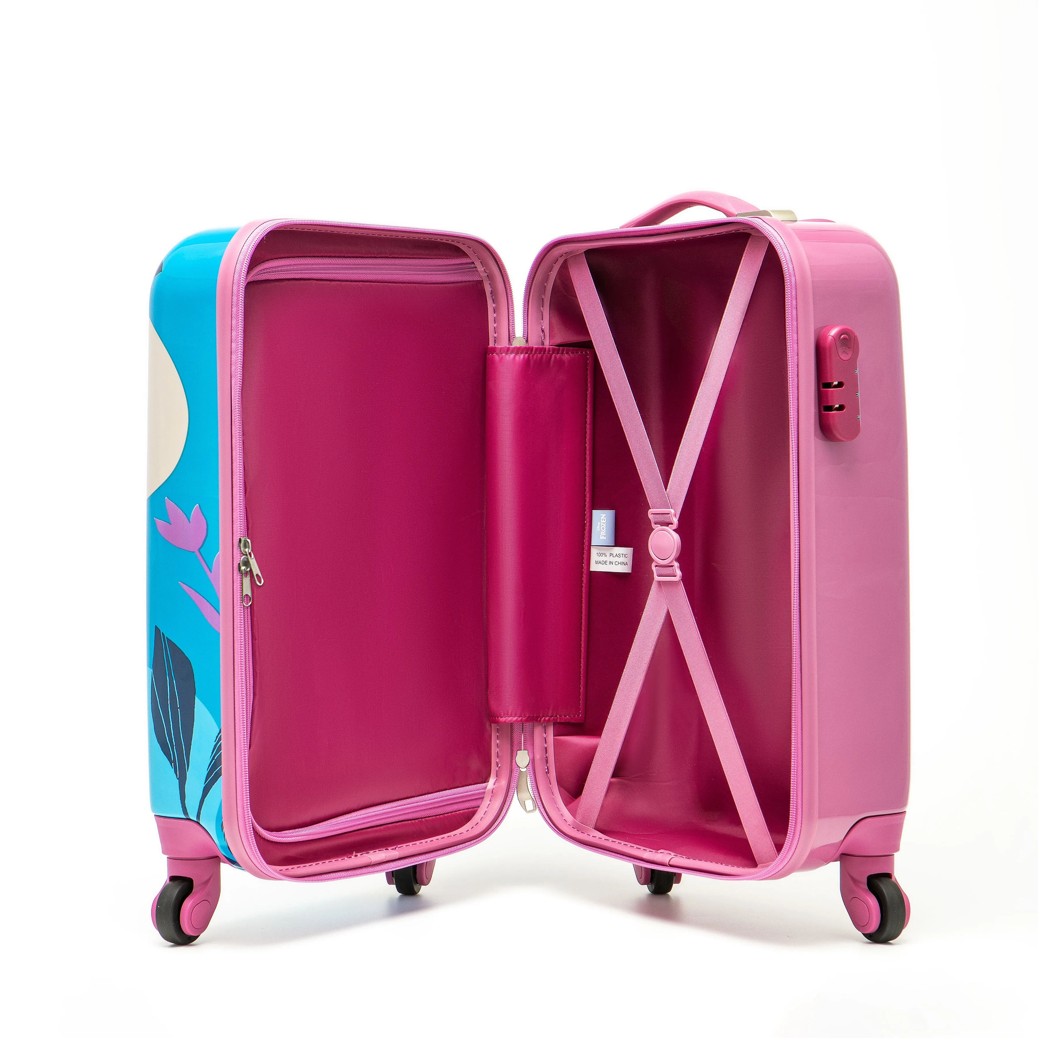 Disney - Frozen DIS206 19in Small 4 Wheel Hard Suitcase - Blue/Pink