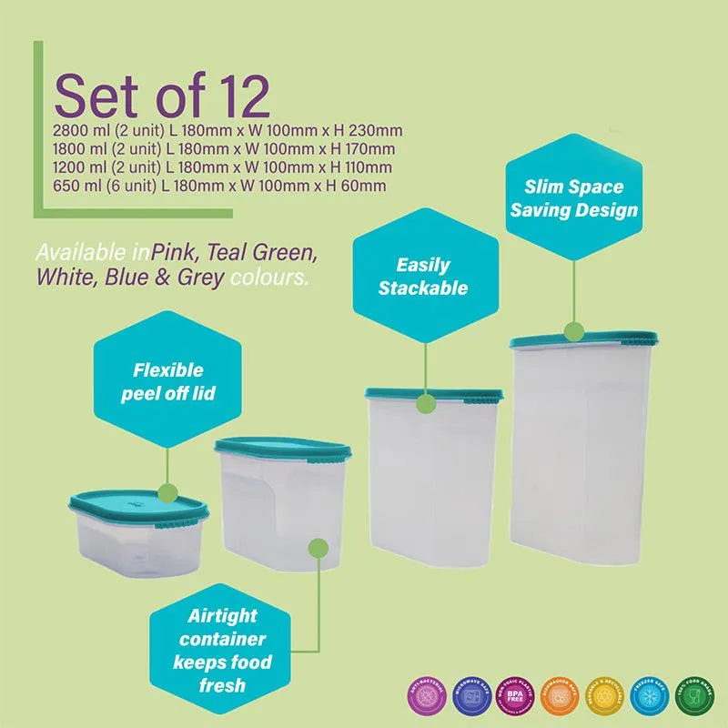 Elmera Storage Conatiner (Teal) - Set Of Twelve