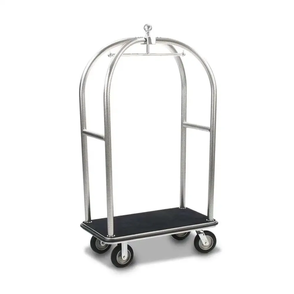 Forbes Industries 2526-PDT 43" Birdcage®Diamond Textured Stainless Steel Luggage Cart Tubular Superstructure