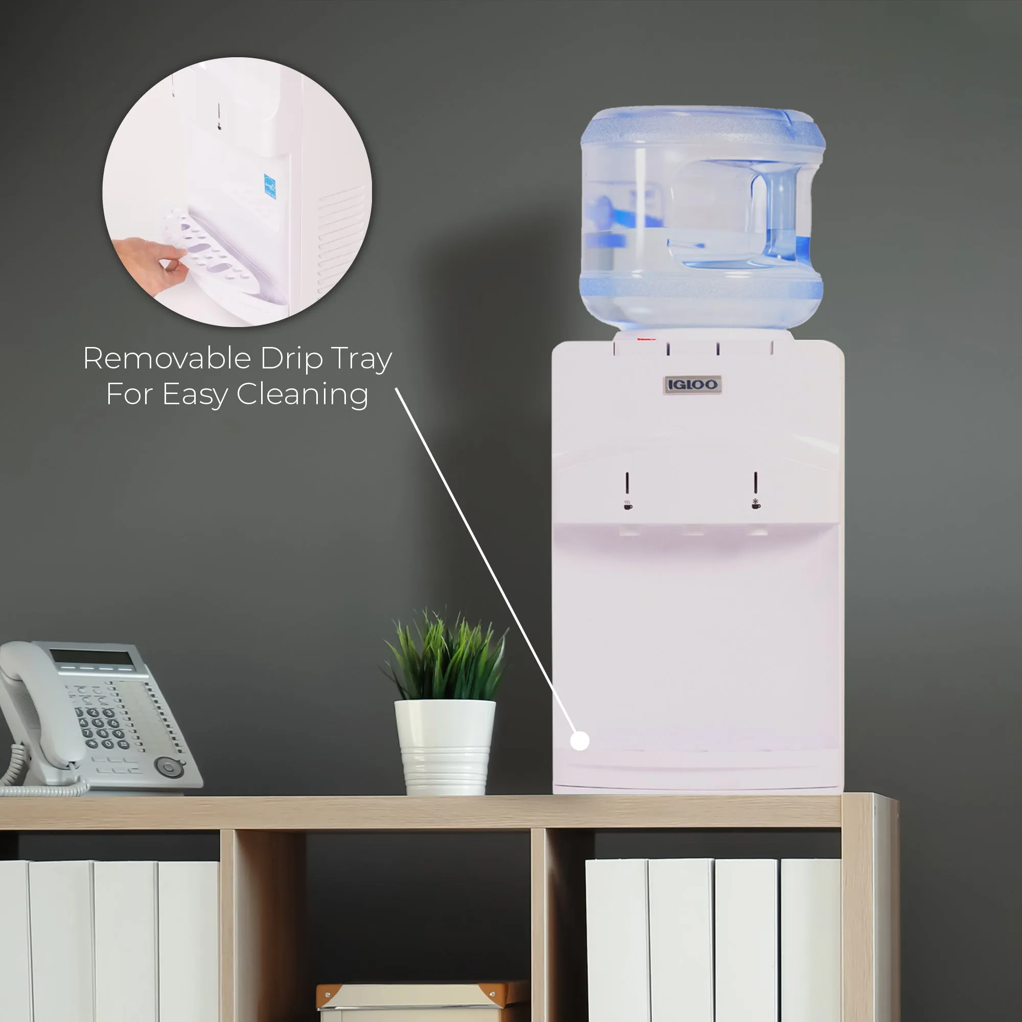 Igloo Countertop Room Temperature-Cold & Hot Top Loading Water Dispenser, White
