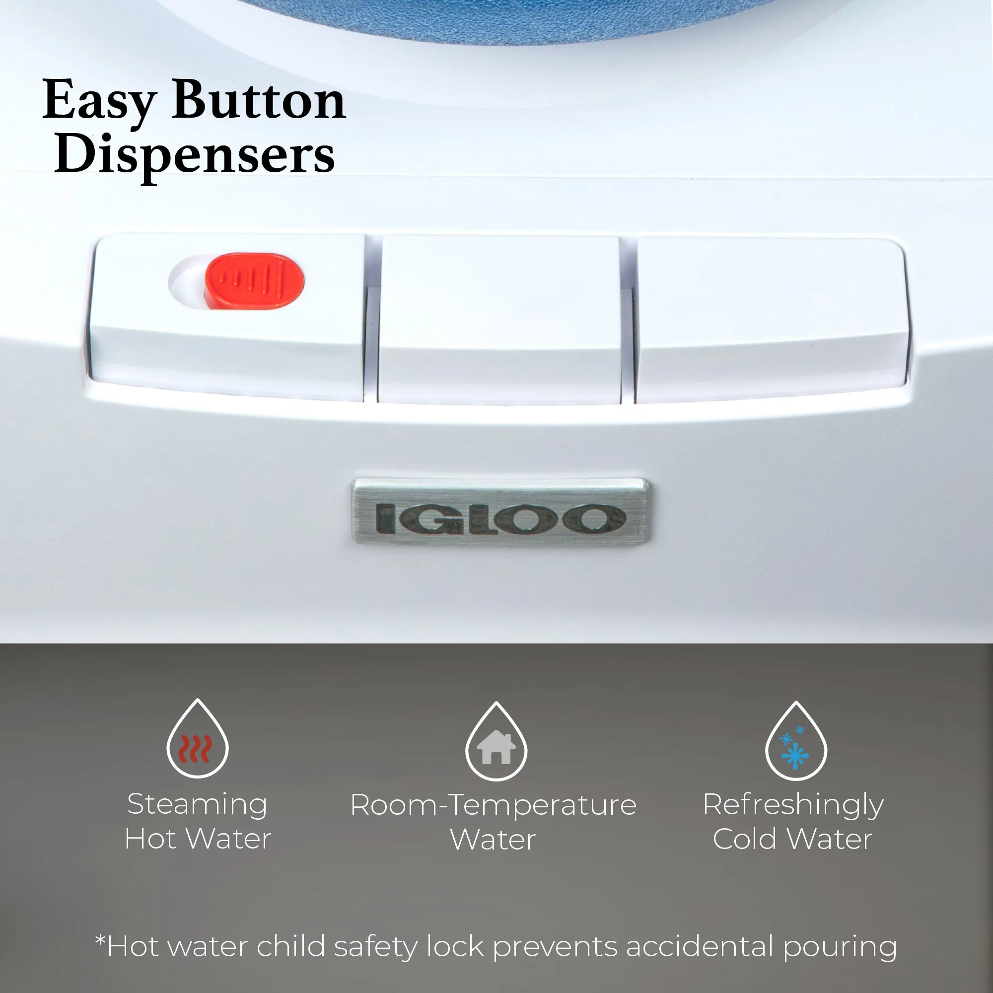 Igloo Countertop Room Temperature-Cold & Hot Top Loading Water Dispenser, White