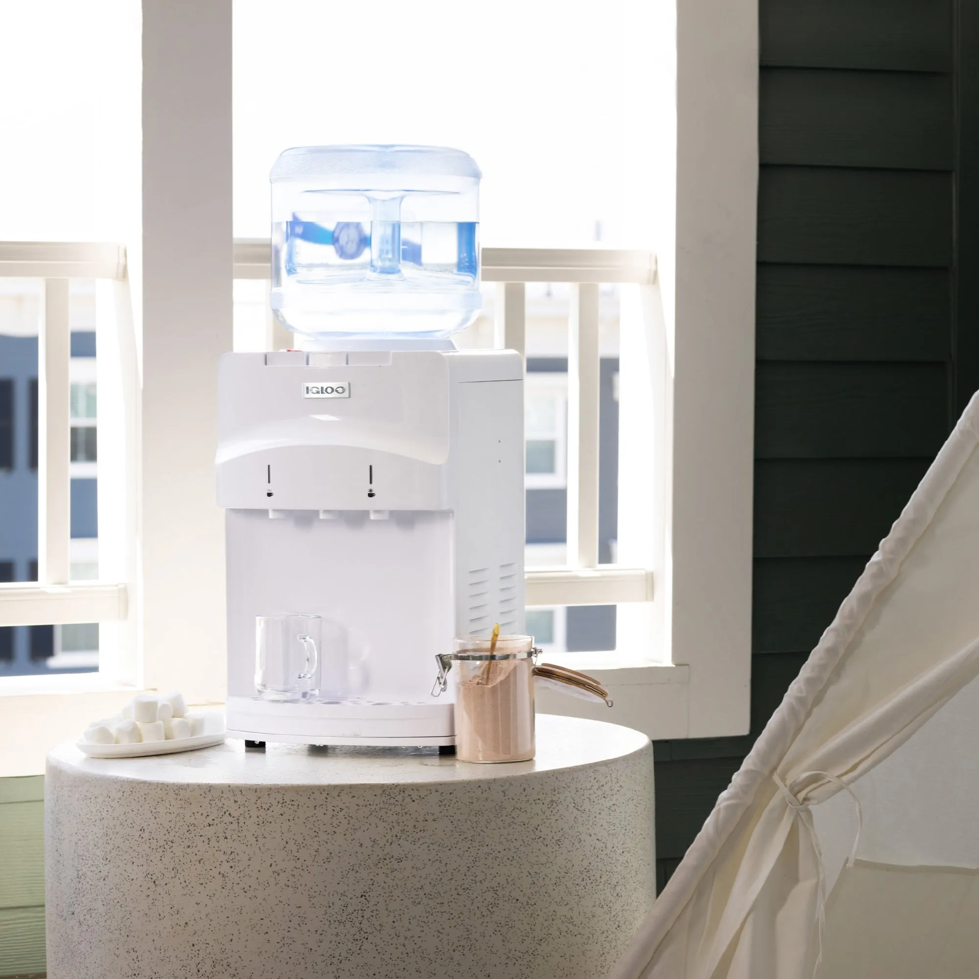 Igloo Countertop Room Temperature-Cold & Hot Top Loading Water Dispenser, White