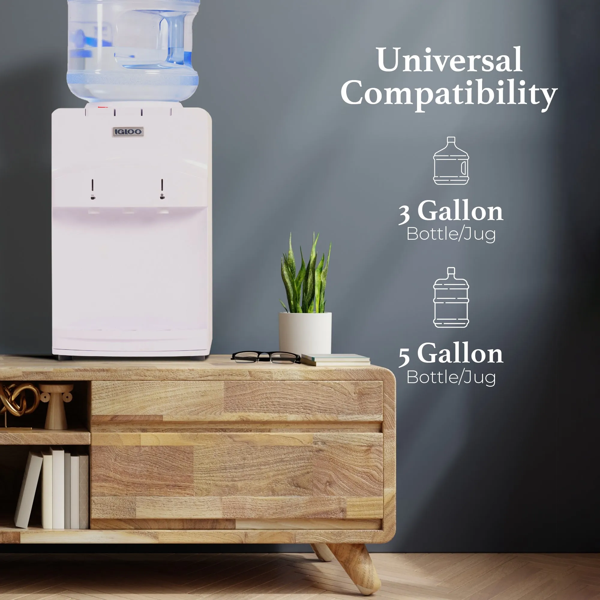 Igloo Countertop Room Temperature-Cold & Hot Top Loading Water Dispenser, White