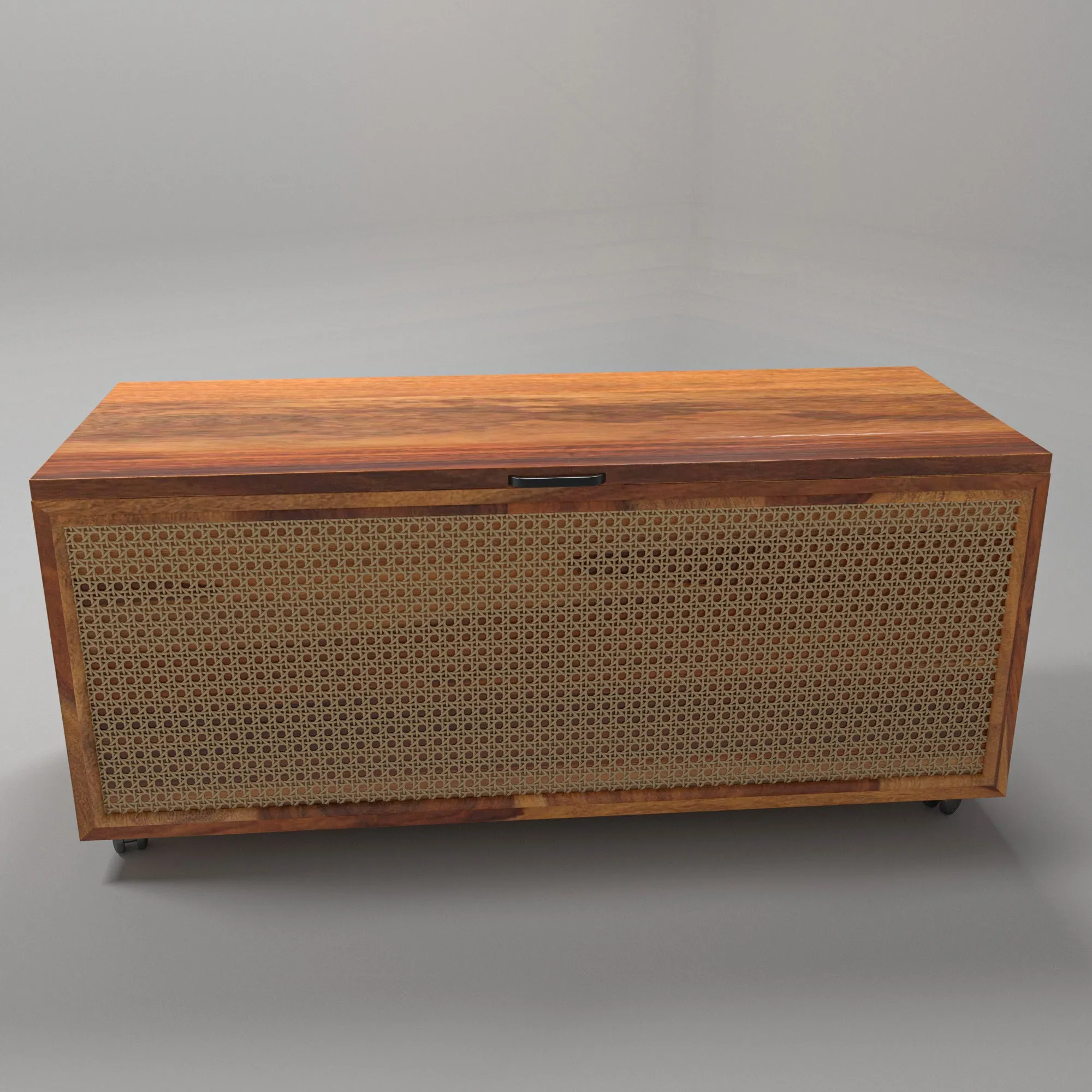 Modern Time Handmade Wooden Sitting Bench with Cane Storage