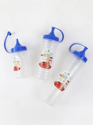 Novel Transparent Pack of 3 Ketchup Bottle Blue