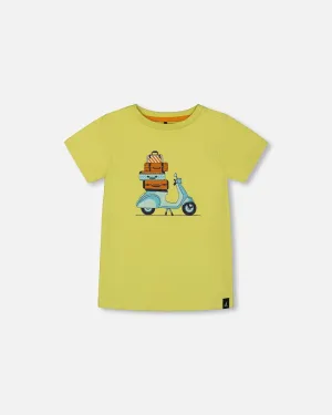 Organic Cotton Tee Lime Green And Blue Vespa Organic Cotton Tee Lime Green And Blue Vespa