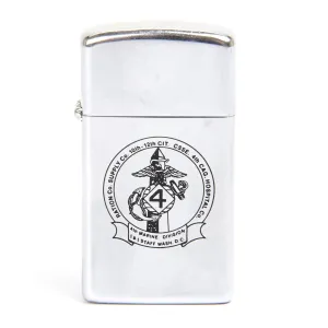 Original First Gulf War Zippo Slim Lighter Engraved to the 4th Marine Division- USMC