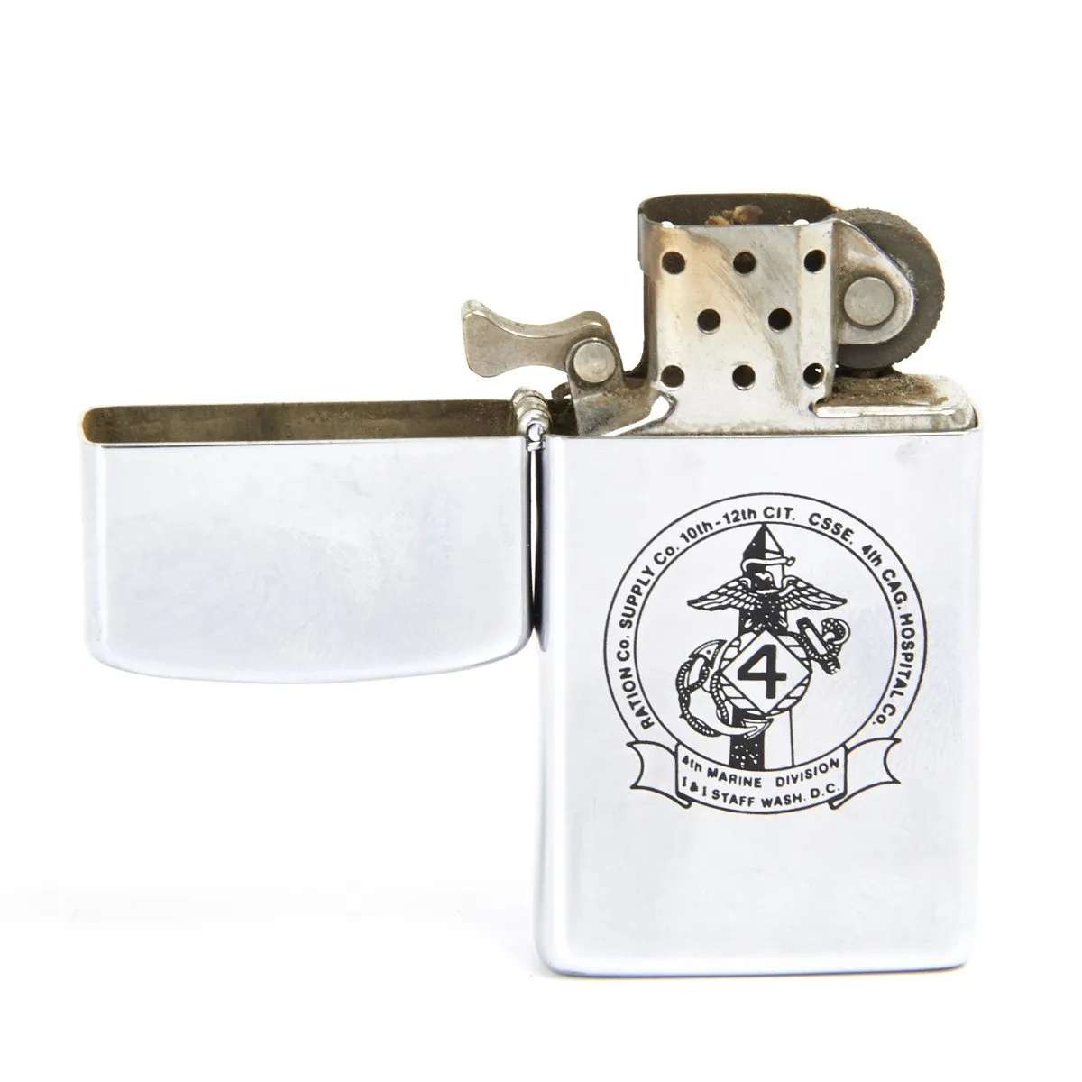 Original First Gulf War Zippo Slim Lighter Engraved to the 4th Marine Division- USMC