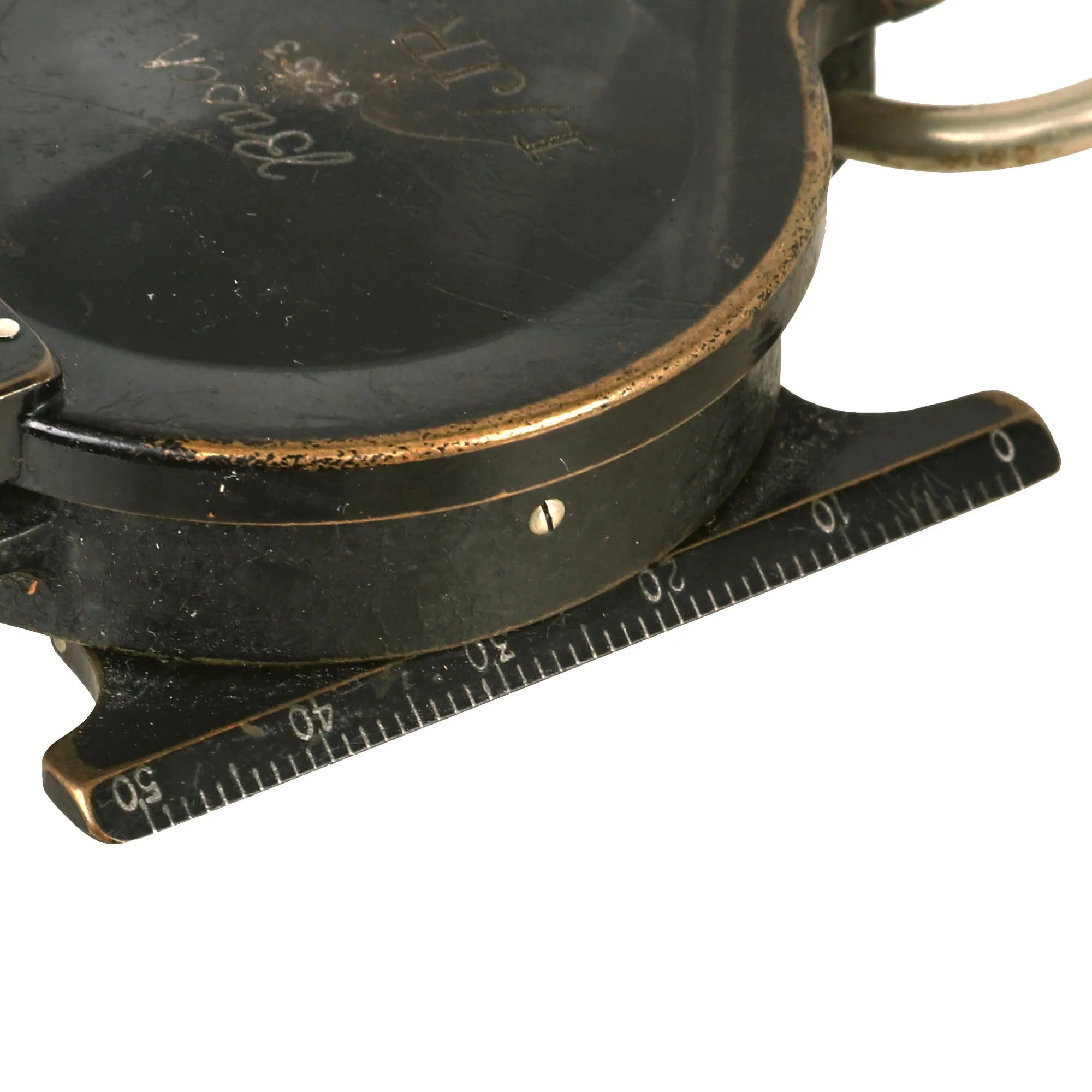 Original German WWII Busch Marching Compass with Unit Marking - 10th Infantry Division