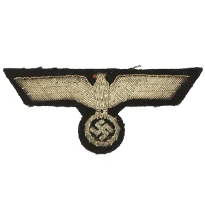 Original German WWII Early War Bullion Embroidered Panzer Officer Breast Eagle Insignia