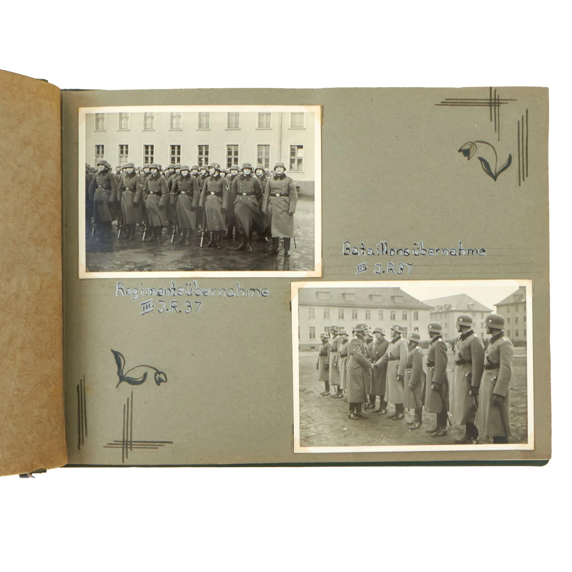 Original German WWII Named KIA Heer Army 12th Machine Gun Company 37th Infantry Regiment Photo Album - 55 Photos - Killed in Greece 1941