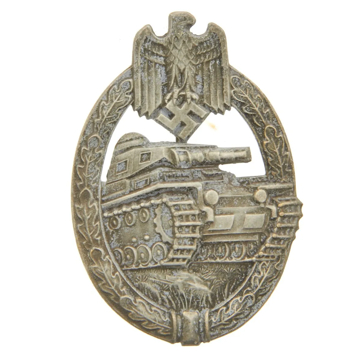 Original German WWII Panzer Assault Tank Badge Bronze Grade by Hermann Aurich in Box