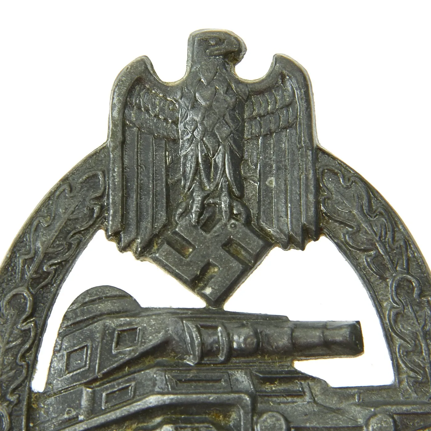 Original German WWII Panzer Assault Tank Badge by Hermann Aurich - Silver Grade