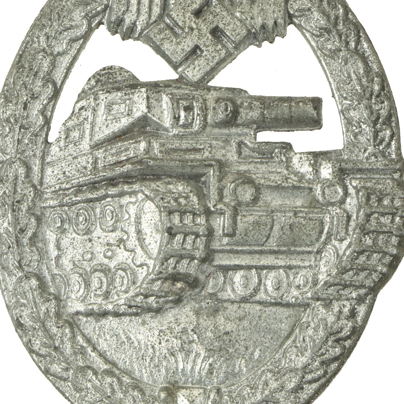 Original German WWII Silver Grade Panzer Assault Tank Badge - Solid Flat Back Version