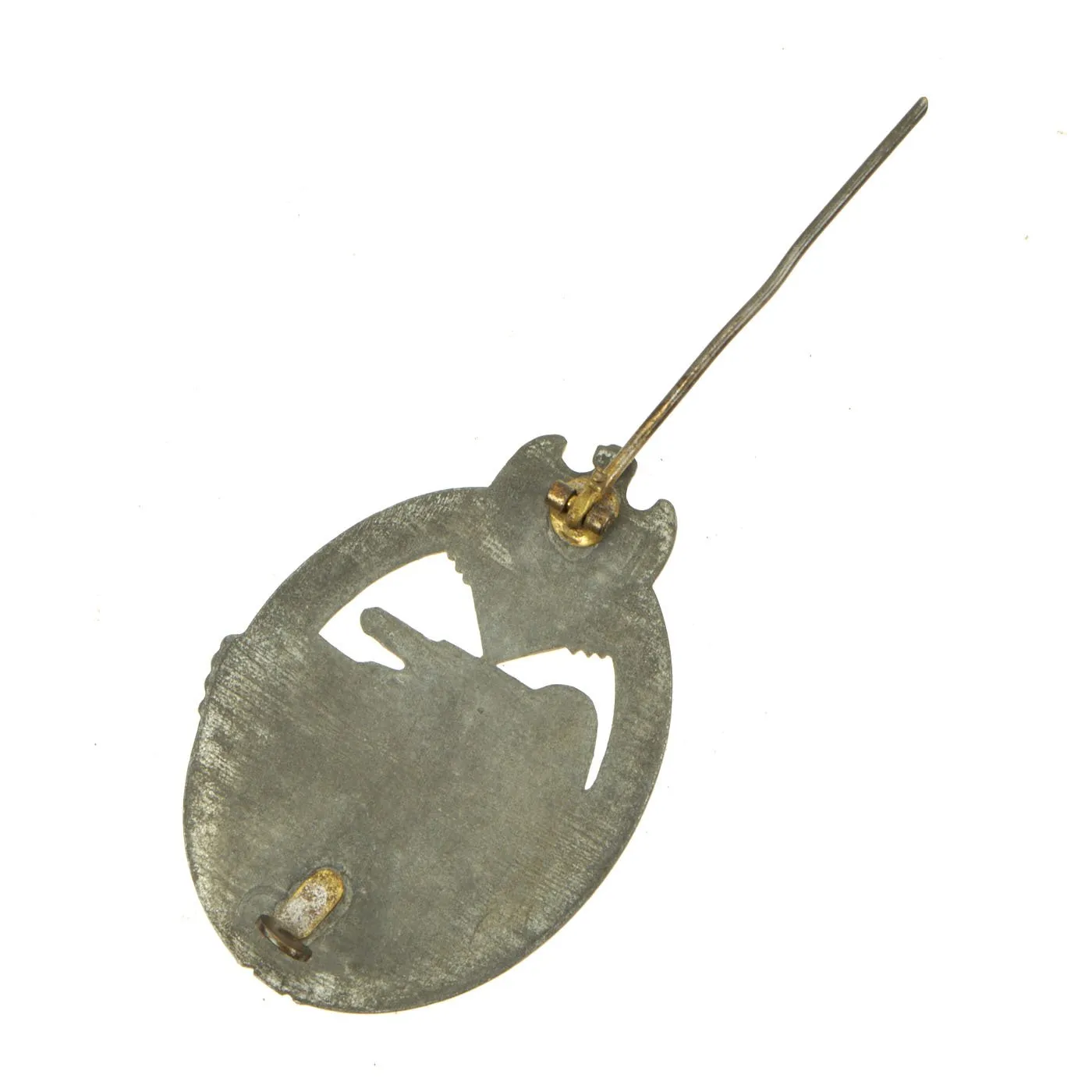 Original German WWII Silver Grade Panzer Assault Tank Badge with Interesting Catch  - Solid Version