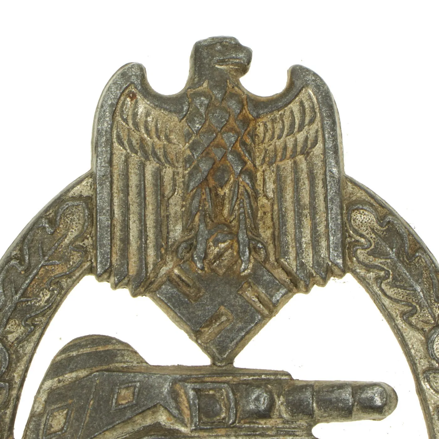 Original German WWII Silver Grade Panzer Assault Tank Badge with Interesting Catch  - Solid Version