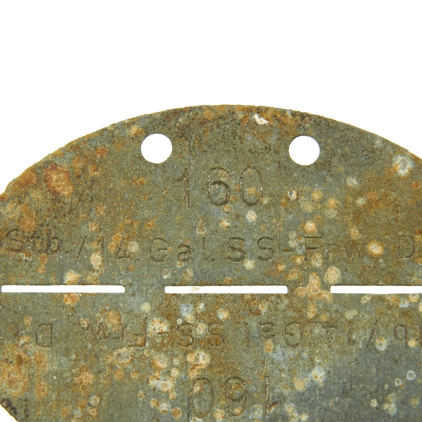 Original German WWII SS Identity Disc Dog Tag - 14th Waffen Grenadier 1st SS Galician Division - No. 160