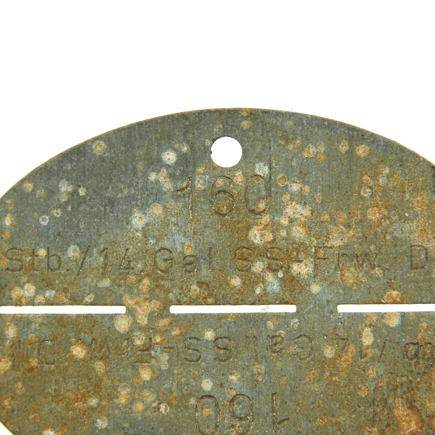 Original German WWII SS Identity Disc Dog Tag - 14th Waffen Grenadier 1st SS Galician Division - No. 160