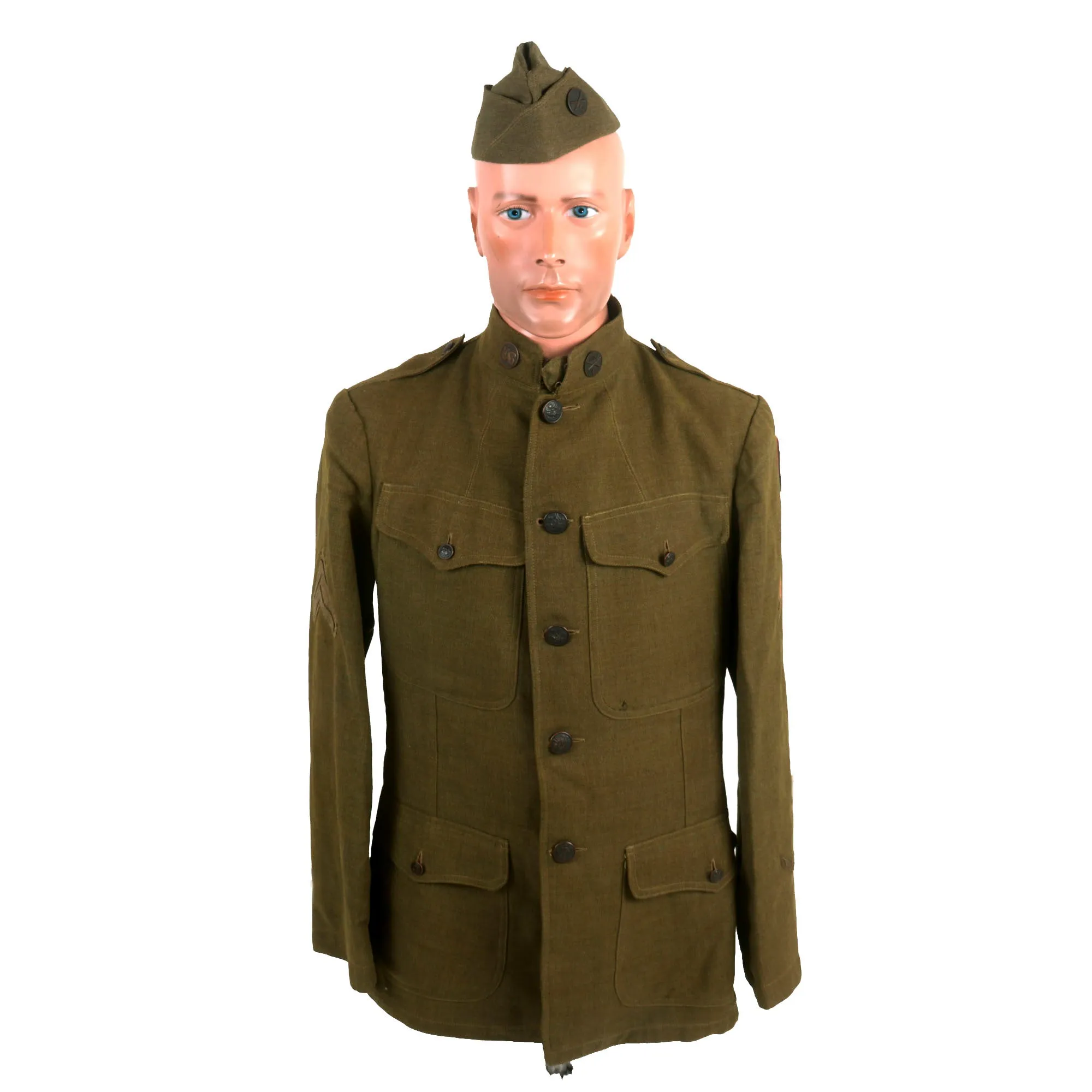 Original Identified WWI U.S. 76th Division Field Artillery Uniform & Field Gear Grouping - 302nd Field Artillery