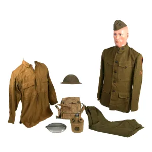 Original Identified WWI U.S. 76th Division Field Artillery Uniform & Field Gear Grouping - 302nd Field Artillery