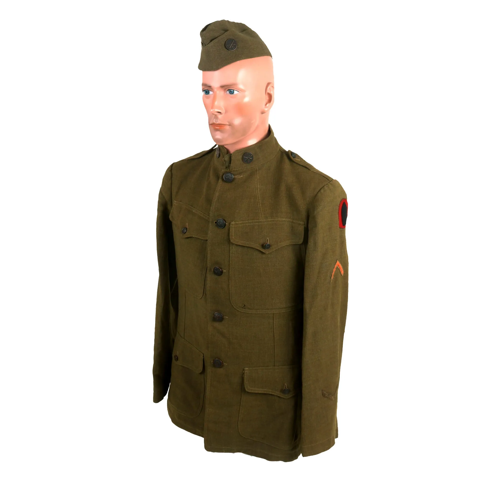 Original Identified WWI U.S. 76th Division Field Artillery Uniform & Field Gear Grouping - 302nd Field Artillery