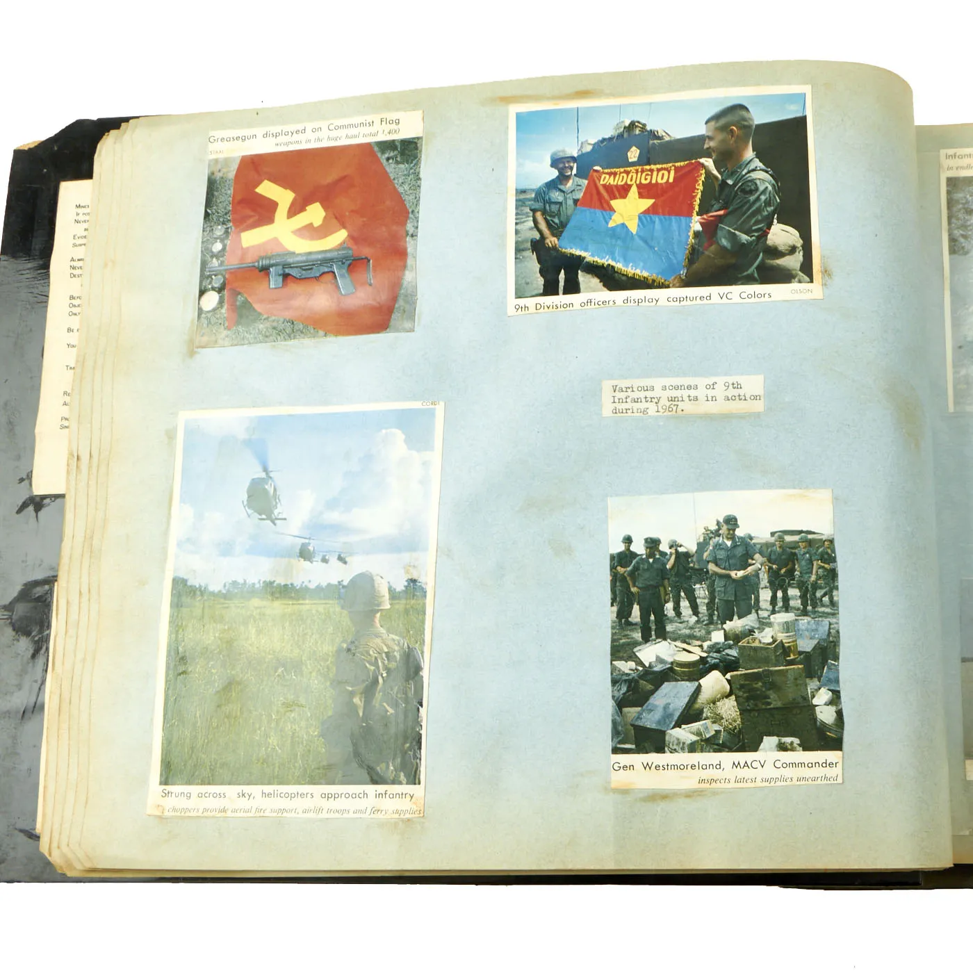 Original U.S. Vietnam War Named 3rd Squadron, 5th Cavalry Regiment, 9th Infantry Division Photo Album of Captain John Reichley - Over 120 Photos and Magazine / Newspaper Clippings