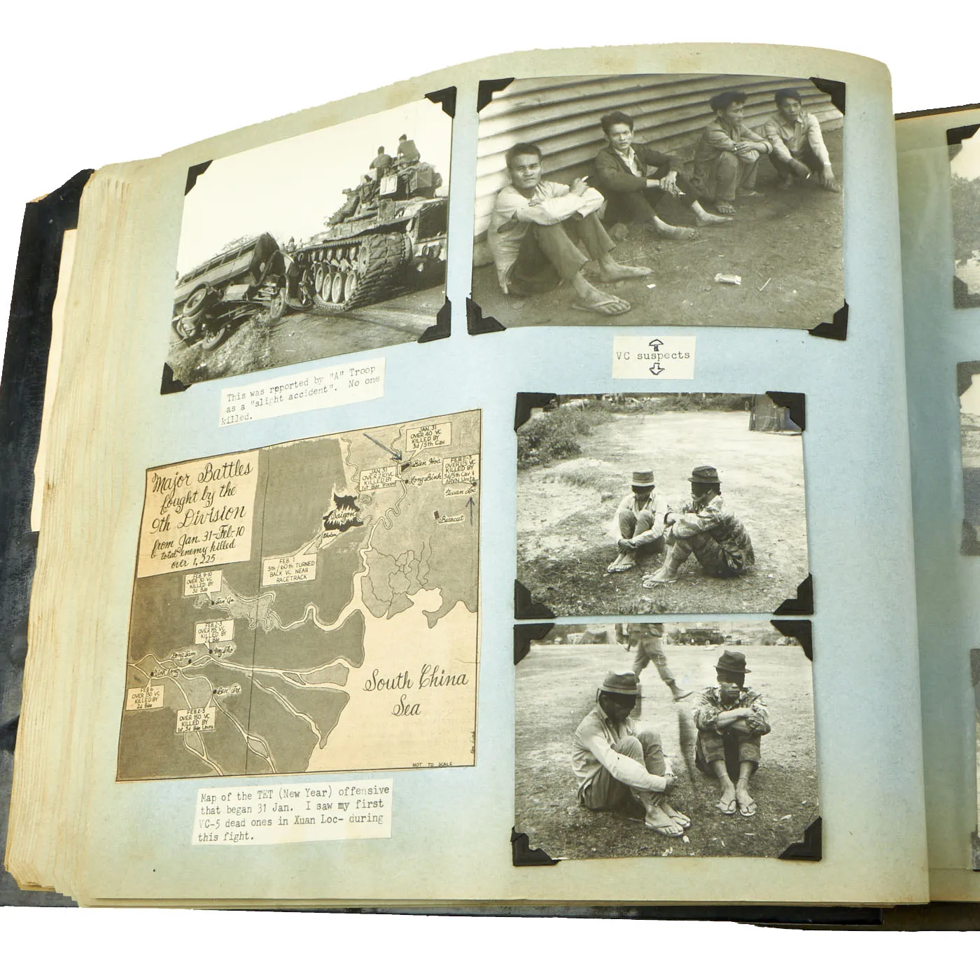 Original U.S. Vietnam War Named 3rd Squadron, 5th Cavalry Regiment, 9th Infantry Division Photo Album of Captain John Reichley - Over 120 Photos and Magazine / Newspaper Clippings