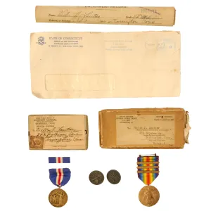 Original U.S. WWI 82nd Division Named Victory Medal Grouping with Collar Discs & Documents - Chief Mechanic, 321st Field Artillery Regiment