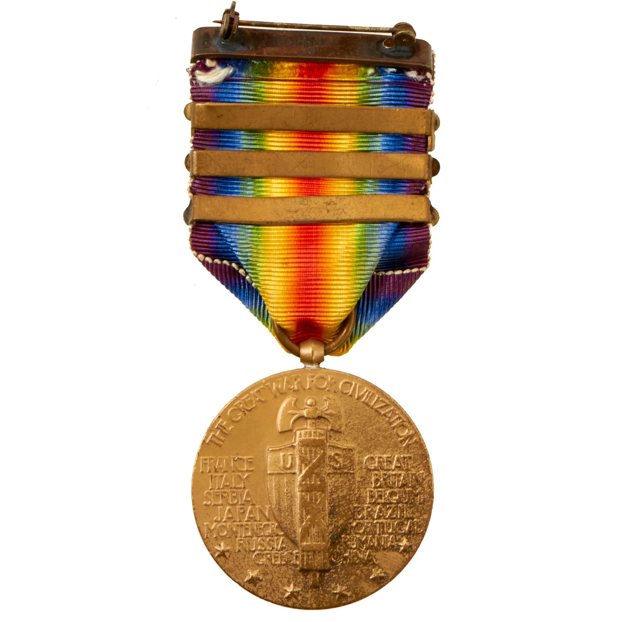 Original U.S. WWI 82nd Division Named Victory Medal Grouping with Collar Discs & Documents - Chief Mechanic, 321st Field Artillery Regiment