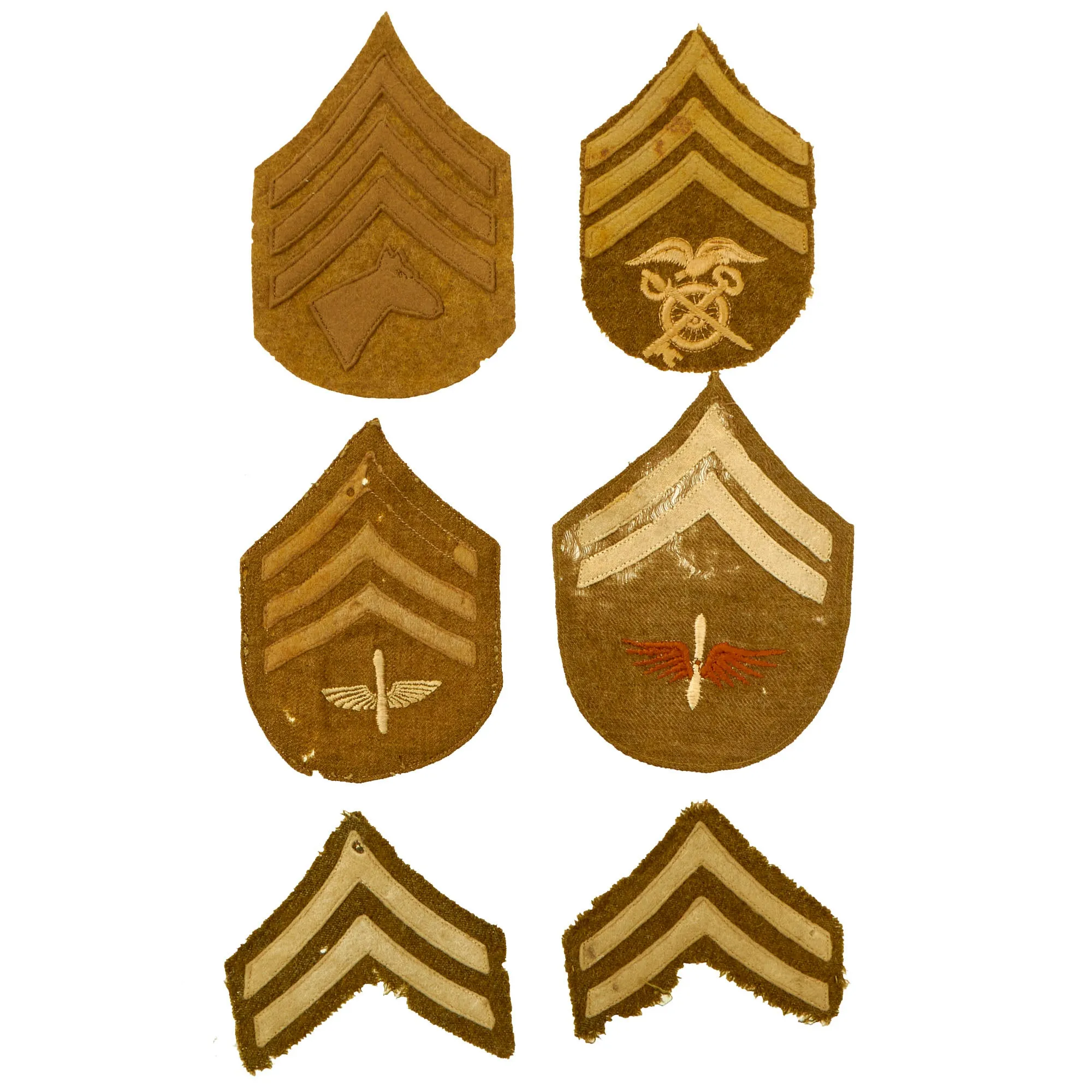 Original U.S. WWI to WWII Chevron and Shoulder Sleeve Insignia Patch Lot - 30 Items