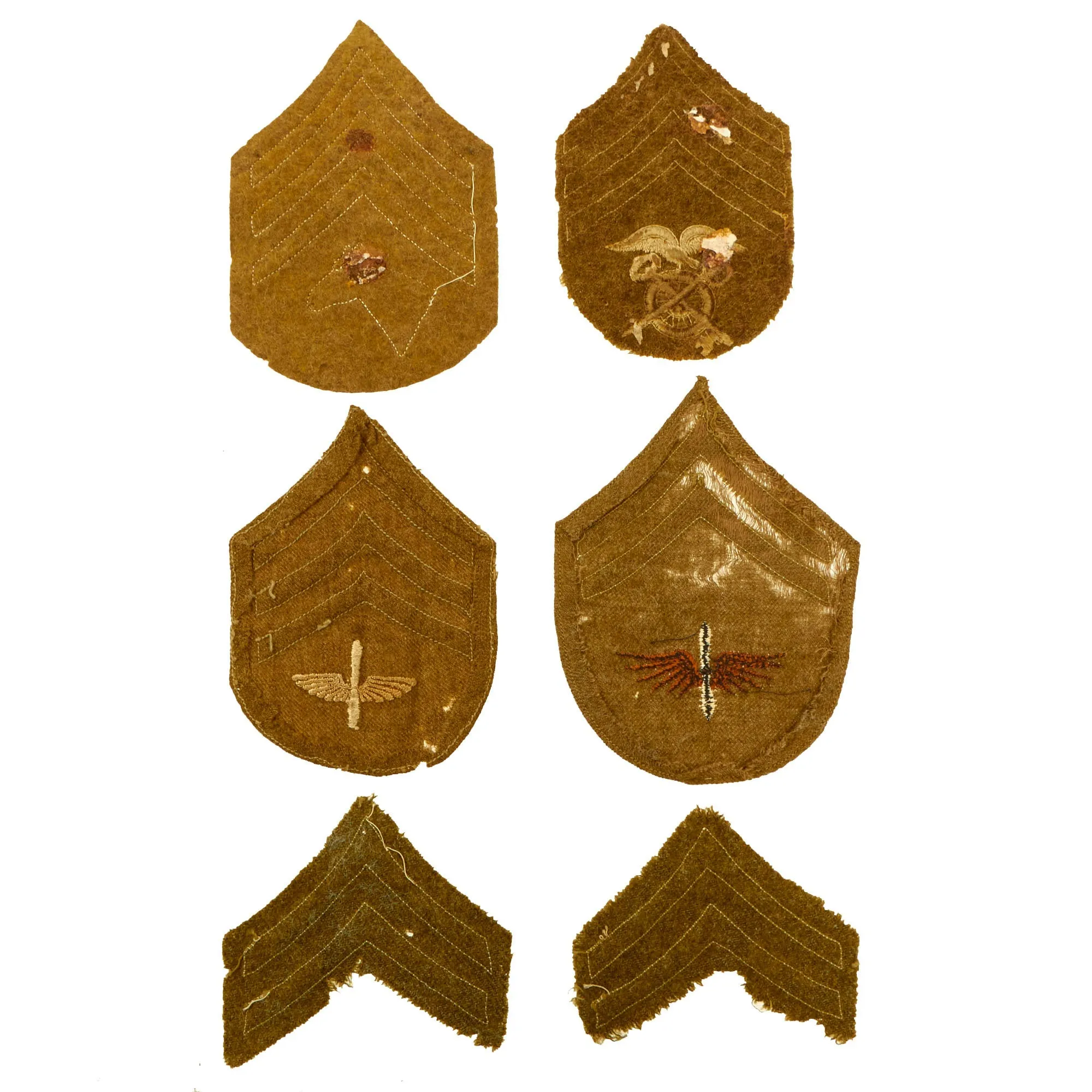 Original U.S. WWI to WWII Chevron and Shoulder Sleeve Insignia Patch Lot - 30 Items